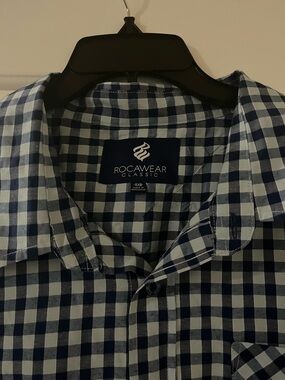 RocaWear Men’s  Blue & White Striped Check Shirt